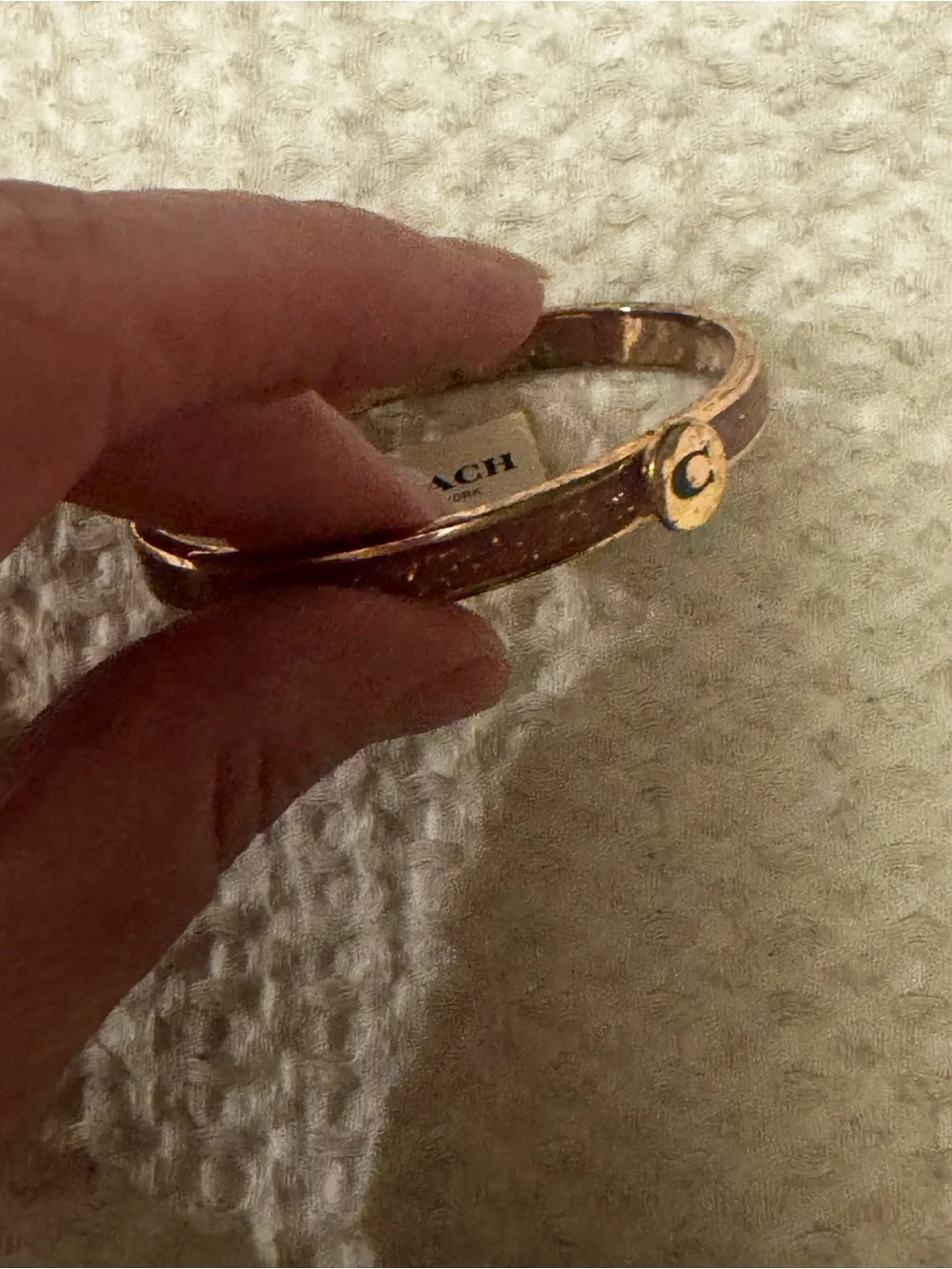 Coach Gold-Tone Pink Glitter C Initial Bangle Bracelet F39599 - Picture 14 of 15